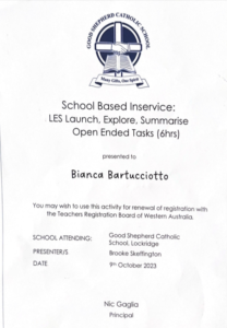 School Based Inservice: LES Launch, Explore, Summarise Open Ended Tasks(6hrs))